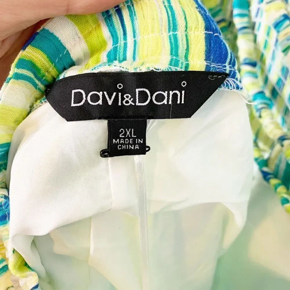 NWT Davi & Dani Women’s Blue Green Caribbean Vibes Maxi Dress Size 2XL Vacation - Picture 12 of 12